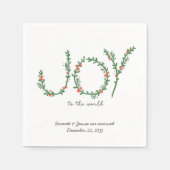 クリスマスウェディングナプキン オーダーメイド 喜びに満ちた世界 スタンダードカクテルナプキン (正面)