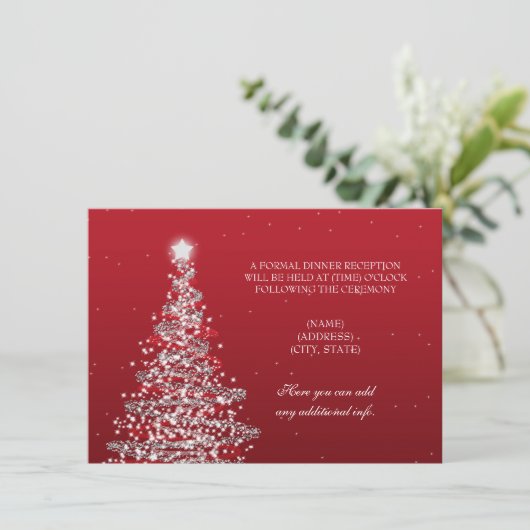 クリスマスウェディングレセプションレッドシルバー 招待状 (スタンド正面)