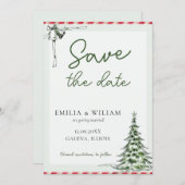 クリスマスウェディング日付の写真カードを保存 シーズンカード (正面/裏面)