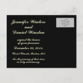 クリスマスウェディング日付を保存する雪のスターカード 案内ポストカード (裏面)