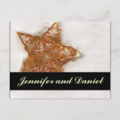 クリスマスウェディング日付を保存する雪のスターカード 案内ポストカード (正面)