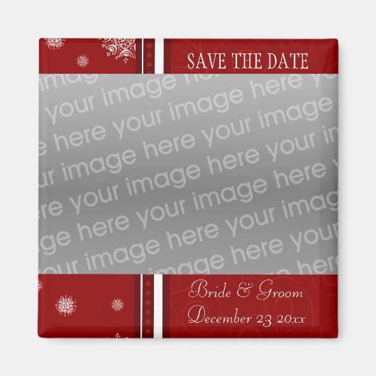 クリスマスウェディング日付写真マグネットを保存 マグネット (正面)