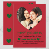 クリスマスウェディング・セーブ・ザ・デートのホリデーカード シーズンカード (正面/裏面)