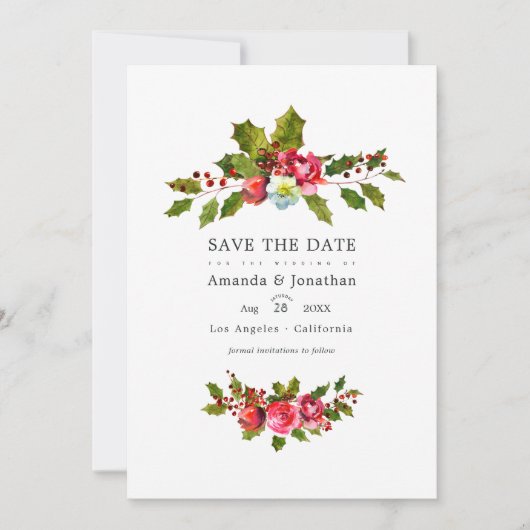 クリスマスウェディング ホリー フォト セーブザデート (正面)