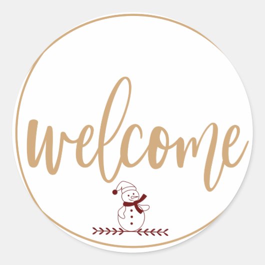 クリスマスウェルカムホリデーラウンドステッカー ラウンドシール (正面)