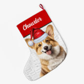 クリスマスウェルシュコーギー名の背景 ラージクリスマスストッキング (裏面 (吊り時))