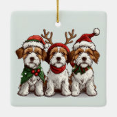 クリスマスウェルシュワイヤキツネテリアドッグ セラミックオーナメント (裏面)