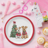 クリスマスウェルシュワイヤキツネテリアドッグ ペーパープレート (パーティー)