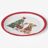 クリスマスウェルシュワイヤキツネテリアドッグ ペーパープレート (アングル)