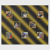 クリスマスウェーブパターン金ゴールド&ブラック8枚の写真 ラッピングペーパー (フラット)