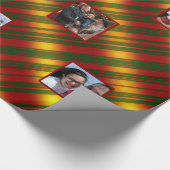 クリスマスウェーブパターン金ゴールド&レッド&グリーン8枚 ラッピングペーパー (角)