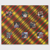 クリスマスウェーブパターン金ゴールド&レッド&グリーン8枚 ラッピングペーパー (フラット)