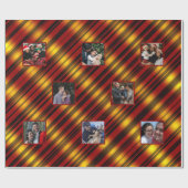 クリスマスウェーブパターン金ゴールド&レッド&ブラック8枚 ラッピングペーパー (フラット)