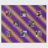 クリスマスウェーブパターン金ゴールド&紫8枚の写真 ラッピングペーパー (フラット)