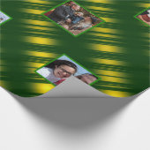 クリスマスウェーブパターン金ゴールド&緑8枚の写真 ラッピングペーパー (角)