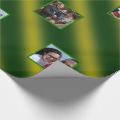 クリスマスウェーブパターン金ゴールド&緑8枚の写真 ラッピングペーパー (角)