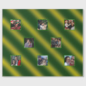 クリスマスウェーブパターン金ゴールド&緑8枚の写真 ラッピングペーパー (フラット)