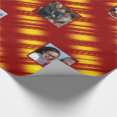 クリスマスウェーブパターン金ゴールド&赤8枚の写真 ラッピングペーパー (角)