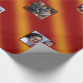 クリスマスウェーブパターン金ゴールド&赤8枚の写真 ラッピングペーパー (角)