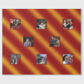 クリスマスウェーブパターン金ゴールド&赤8枚の写真 ラッピングペーパー (フラット)