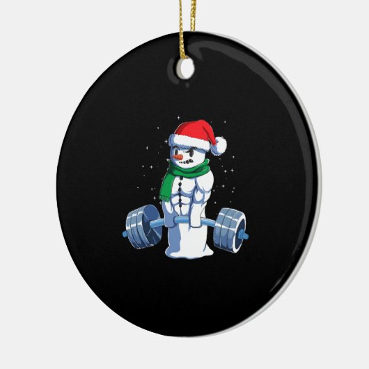 クリスマスウエイトリフティングクリスマスデッドリフトギフトアイディア セラミックオーナメント (左)