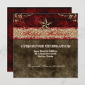 クリスマスウエスタンヴィンテージフォトカードダマスクスター 招待状 (正面/裏面)