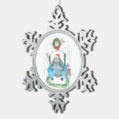 クリスマスウォラスとイグロスランバーサンタがデザイン スノーフレークピューターオーナメント (右)