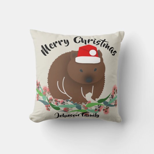 クリスマスウォンバット クッション (正面)