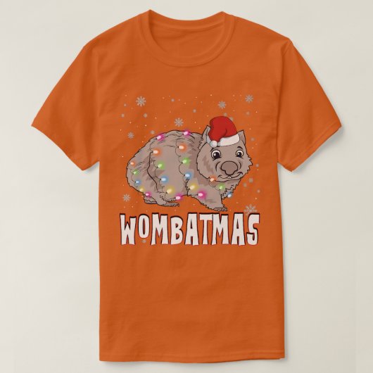クリスマスウォンバマスワイルドアニマルクリスマスライトウォンバット Tシャツ (デザイン正面)