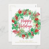 クリスマスウォーターのカラーリースモダンスクリプトの移動 シーズンポストカード (正面/裏面)