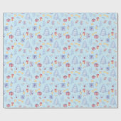 クリスマスウォーターの木のギフトキャンディスターブルー ラッピングペーパー (フラット)