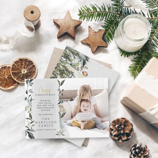 クリスマスウォーターの紅葉の写真モダン シーズンカード