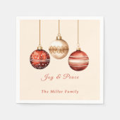 クリスマスウォーターの色のオーナメントカスタムメッセージ名 スタンダードカクテルナプキン (正面)