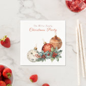 クリスマスウォーターの色のオーナメントカスタムメッセージ名 スタンダードカクテルナプキン (インサイチュ)