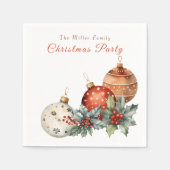 クリスマスウォーターの色のオーナメントカスタムメッセージ名 スタンダードカクテルナプキン (正面)