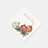 クリスマスウォーターの色のオーナメントカスタムメッセージ名 スタンダードカクテルナプキン (角)