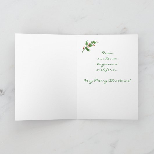 クリスマスウォーターの色のカササギの松の枝 シーズンカード (内部)