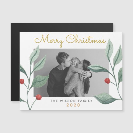 クリスマスウォーターの色の緑とベリーファミリーの写真 (正面/裏面)