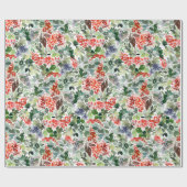 クリスマスウォーターの色の葉ホリーベリーホリデー ラッピングペーパー (フラット)