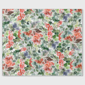 クリスマスウォーターの色の葉ホリーベリーホリデー ラッピングペーパー (フラット)