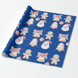 クリスマスウォーターの色サンタ、ジンジャーパン、ベル ラッピングペーパー