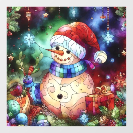 クリスマスウォーターの色ステンドグラスの窓にしがみつく ウィンドウサイン (シート)