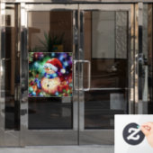 クリスマスウォーターの色ステンドグラスの窓にしがみつく ウィンドウサイン (オフィスドア)