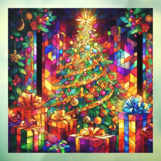 クリスマスウォーターの色ステンドグラスの窓にしがみつく ウィンドウサイン (シート3)