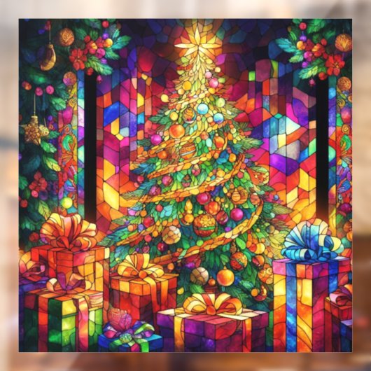 クリスマスウォーターの色ステンドグラスの窓にしがみつく ウィンドウサイン (シート2)