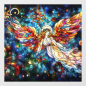 クリスマスウォーターの色ステンドグラスの窓にしがみつく ウィンドウサイン (シート)