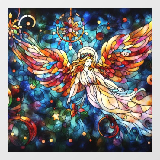 クリスマスウォーターの色ステンドグラスの窓にしがみつく ウィンドウサイン (シート)