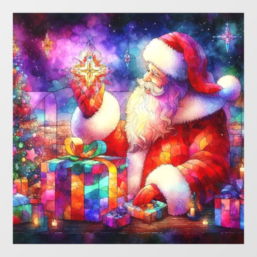 クリスマスウォーターの色ステンドグラスの窓にしがみつく ウィンドウサイン (シート)