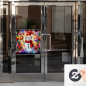 クリスマスウォーターの色ステンドグラスの窓にしがみつく ウィンドウサイン (オフィスドア)