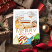 クリスマスウォーターカラーかわいいクッキー1フォトホリデー シーズンカード